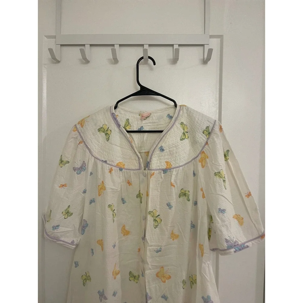 Vintage Butterfly Cottagecore House Coat‎ GrandmaCore Sleepwear Pajama Dress